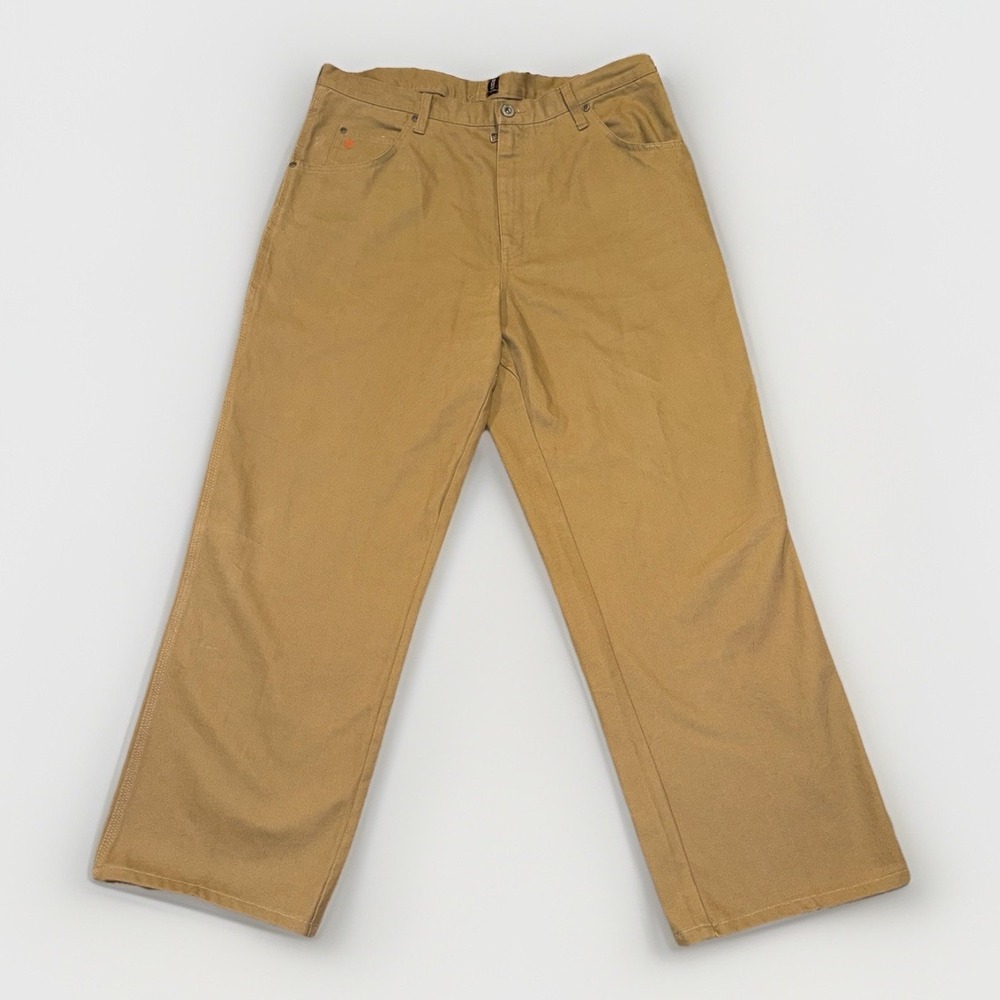 Vintage Jesse James Mens 38x32 Carpenter Tan Canvas Jeans Workwear Cotton